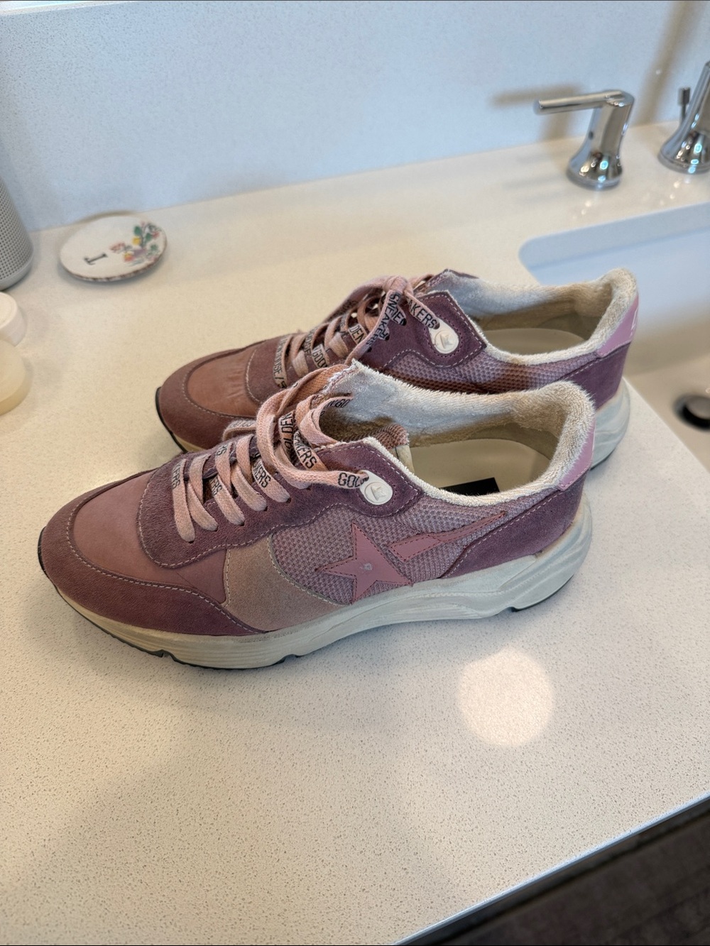 Golden Goose Women's Pink Suede & Mesh Sneakers